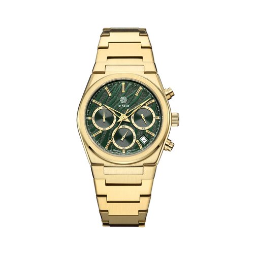 Наручные часы УЧЗ 3084B-5, зеленый, золотой
