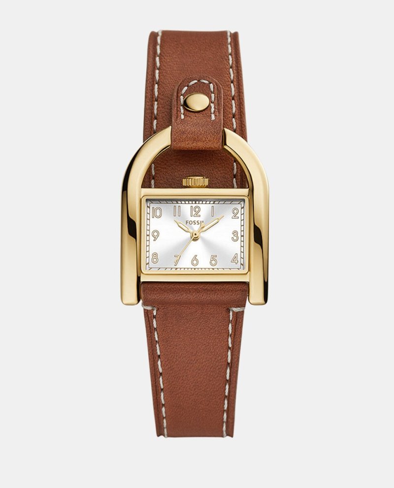Harwell ES5264 Коричневые кожаные женские часы Fossil, коричневый