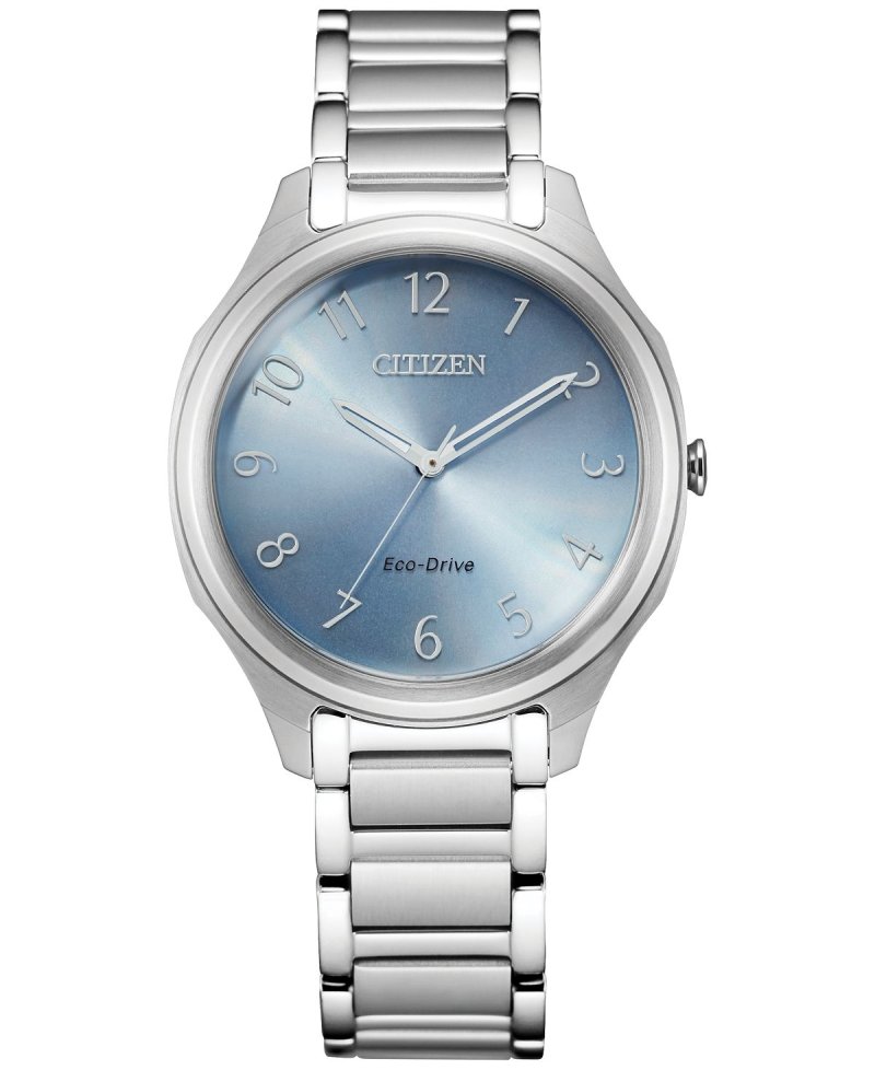 Женские часы Eco-Drive с браслетом из нержавеющей стали, 35 мм Citizen, серебро