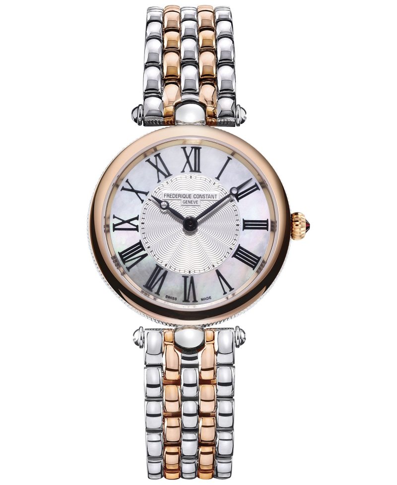 Женские швейцарские двухцветные часы-браслет из нержавеющей стали в стиле ар-деко, 30 мм Frederique Constant