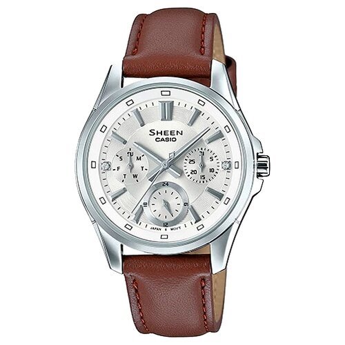 Наручные часы CASIO SHE-3060L-7A, серебряный, коричневый