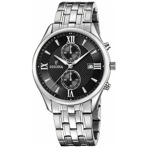 Наручные часы FESTINA Timeless Chrono, серебряный, черный