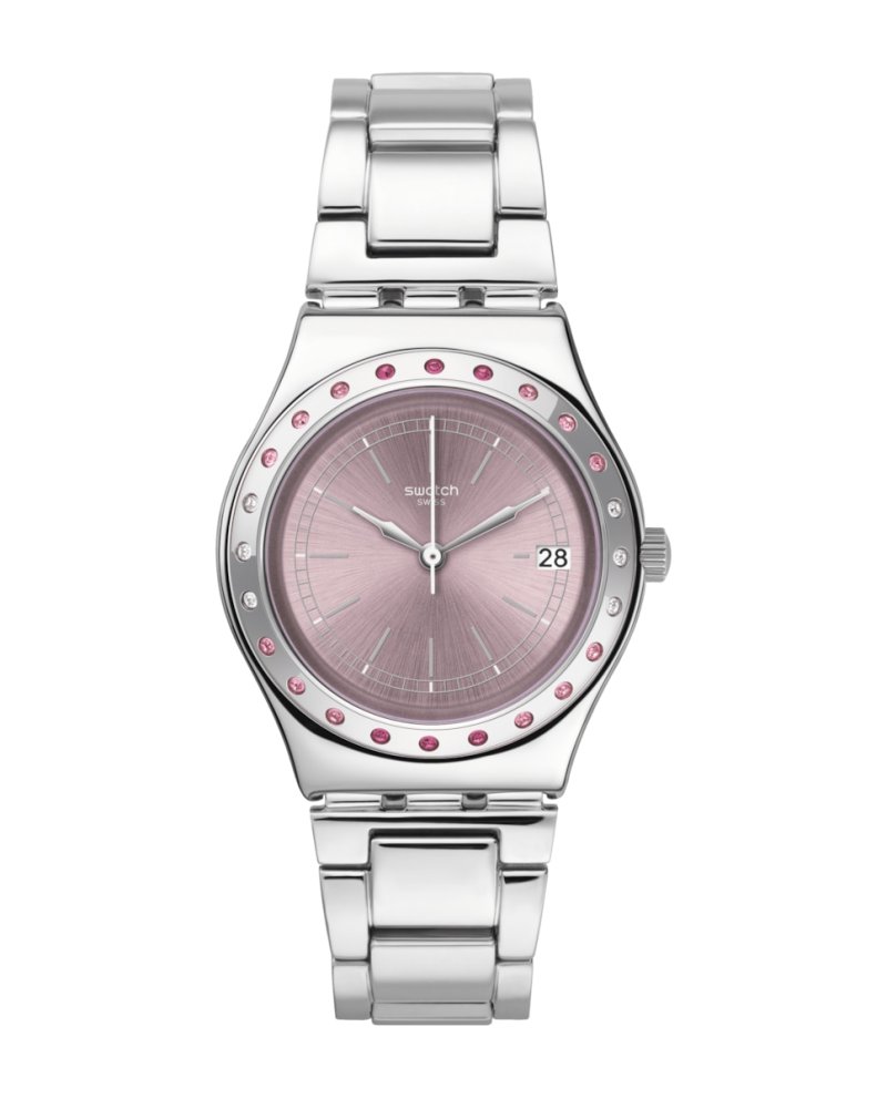 Часы Pinkaround с серым ремешком из нержавеющей стали Swatch, серый