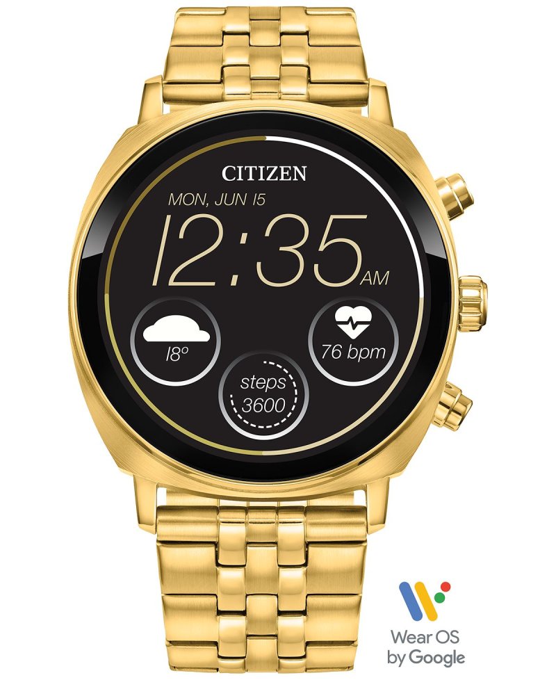 Унисекс Смарт-часы CZ Smart Wear OS с золотистым браслетом из нержавеющей стали, 41 мм Citizen, золотой