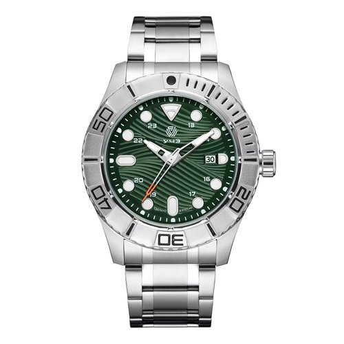 Наручные часы УЧЗ 3085B-1, зеленый, серебряный