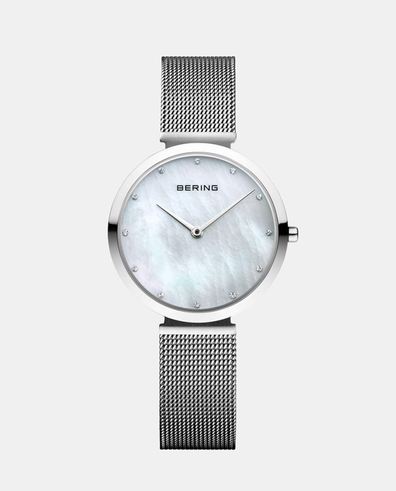 Классические женские часы 18132-004 со стальной сеткой Bering, серебро