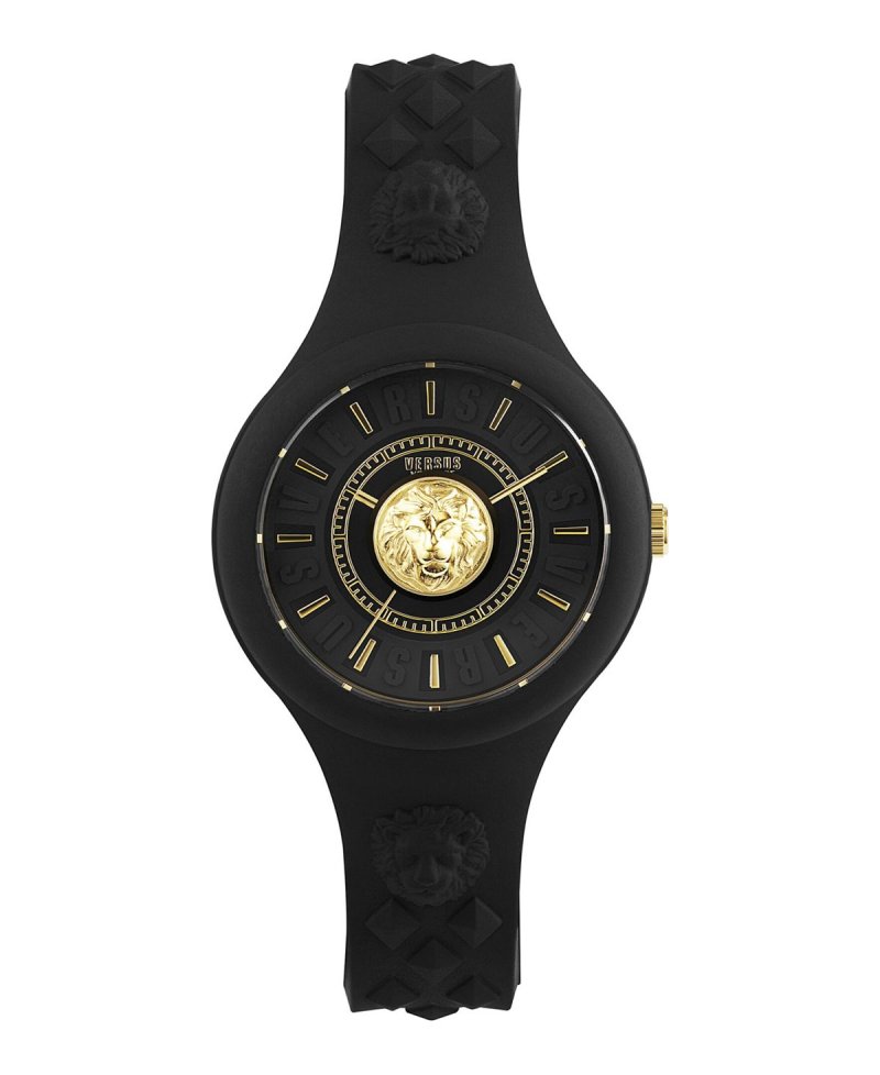 Женские кварцевые часы Fire Island с 3 стрелками, черные силиконовые, 39 мм Versus Versace, черный