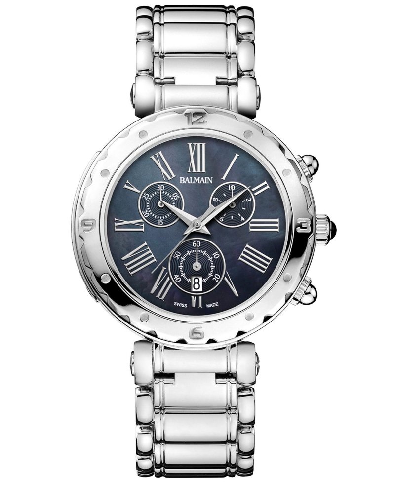 Женские швейцарские часы-хронограф Balmainia с браслетом из нержавеющей стали, 38 мм, серебро