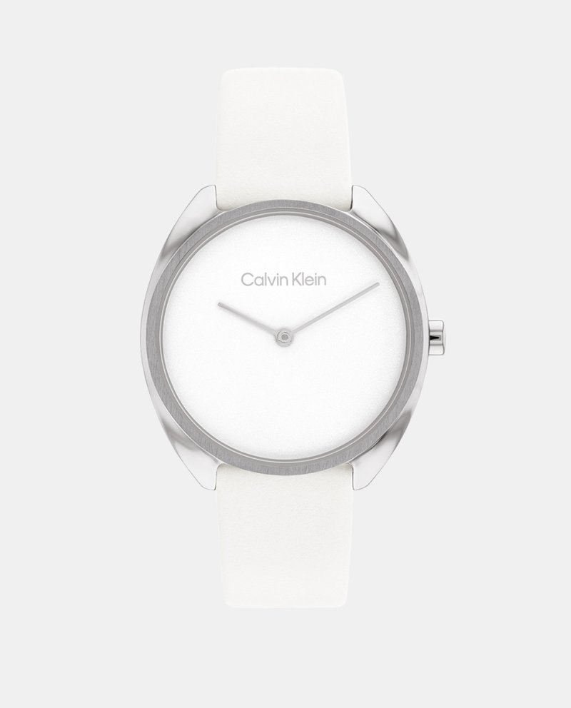 CK Elevated 25200274 белые кожаные женские часы Calvin Klein, белый