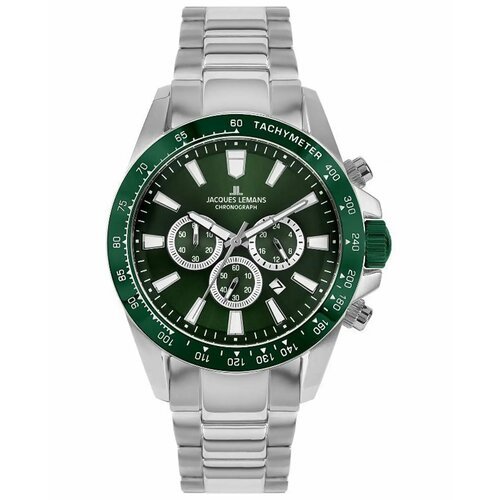 Наручные часы JACQUES LEMANS 1-2140G, серебряный, зеленый