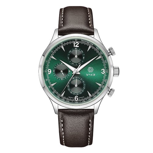 Наручные часы УЧЗ 3062L-1, зеленый, серебряный
