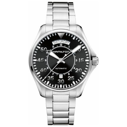 Наручные часы Hamilton Khaki Aviation H64615135, серебряный, черный