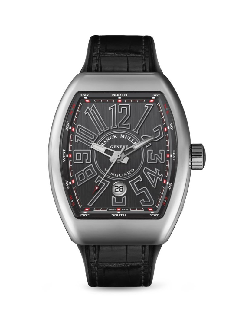 Часы Vanguard с ремешком из нержавеющей стали и кожи аллигатора Franck Muller, черный