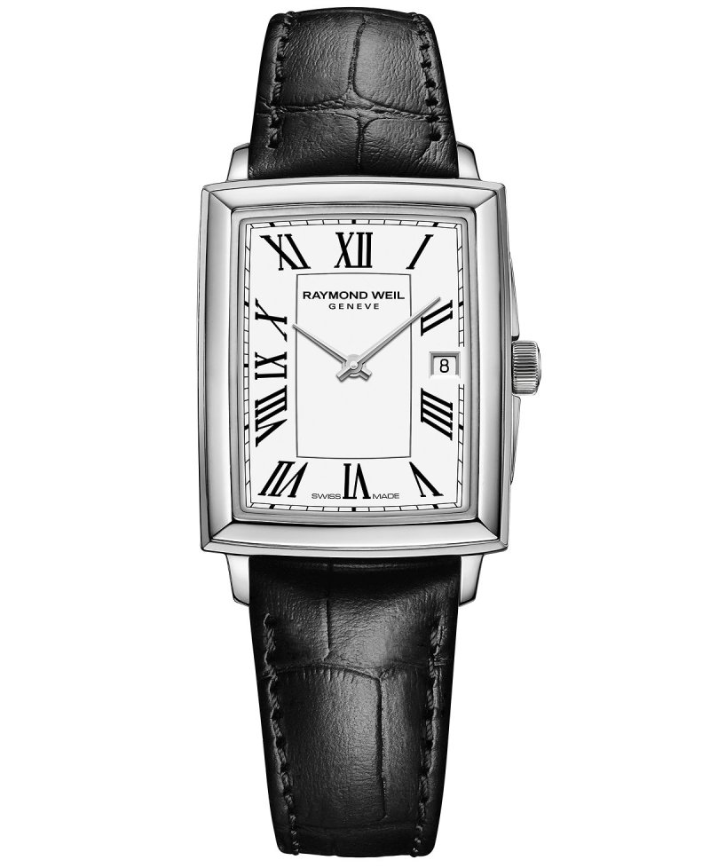 Женские швейцарские часы Toccata с черным ремешком из телячьей кожи, 25x35 мм Raymond Weil, белый
